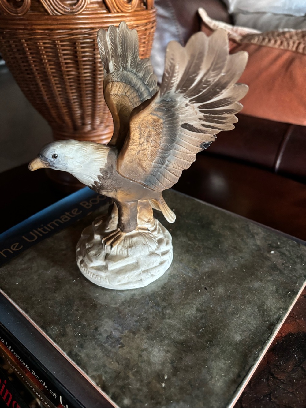 Vintage Royal Crown Hand-Painted Eagle Figurine - Brown and Cream Home Art